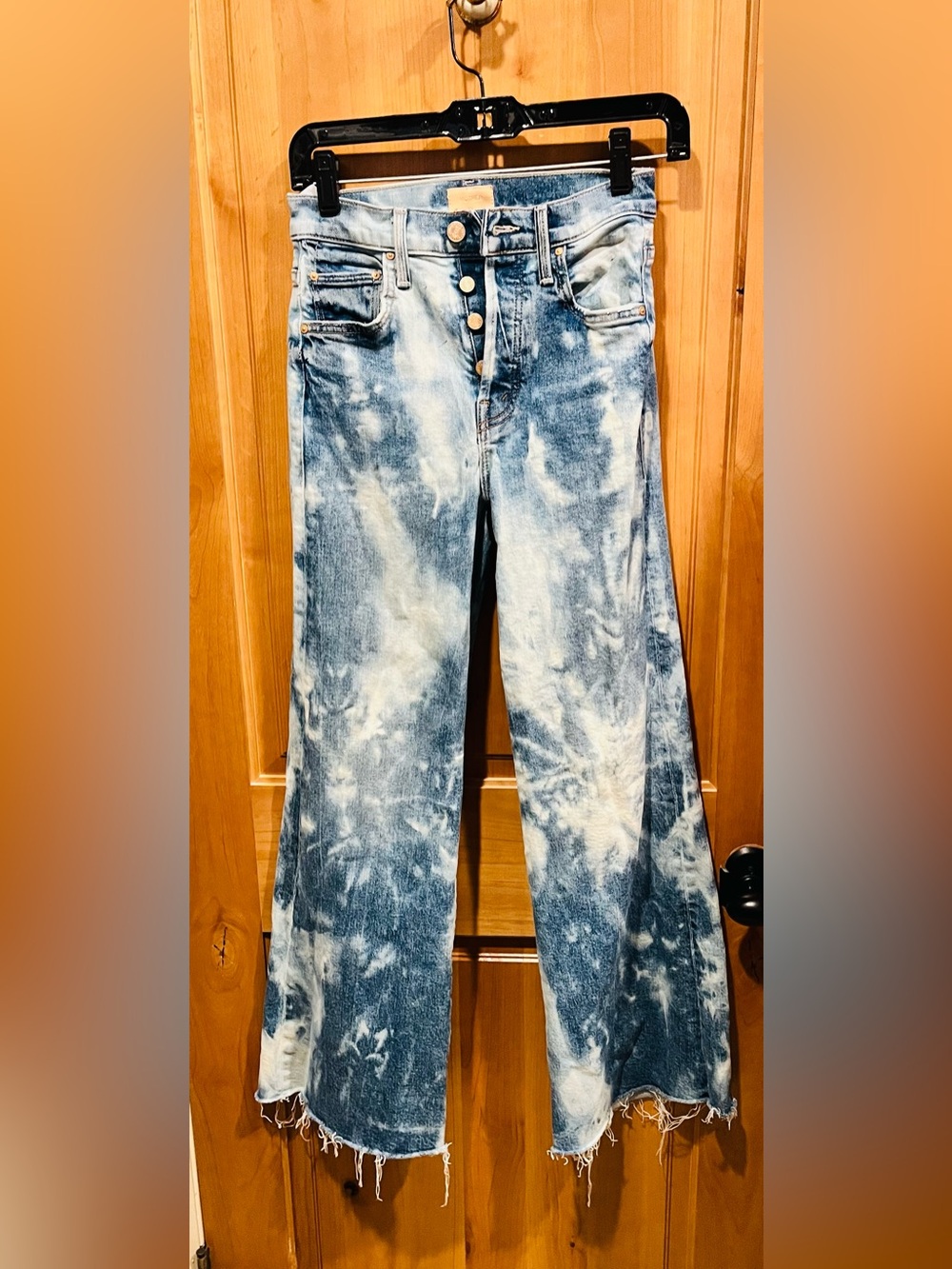MOTHER Tomcat Roller Bleached Blue Wide-Leg Flare Jeans